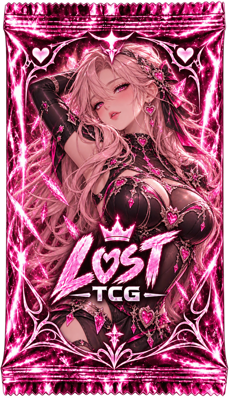 Glossy black and neon-pink LOST-TCG Basic booster pack